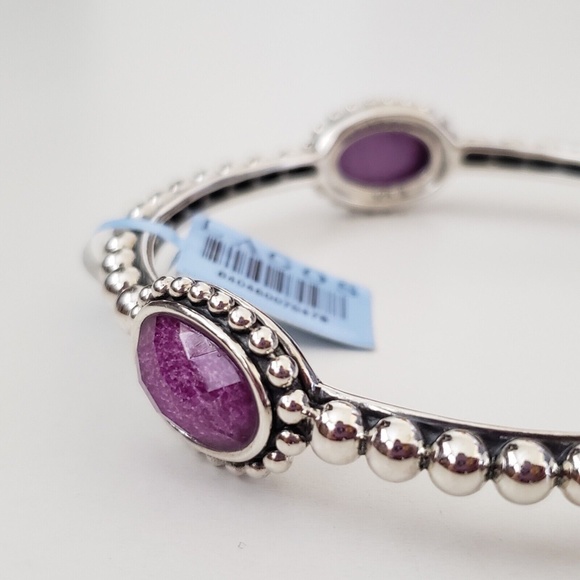 LAGOS Sterling Silver Maya Oval Charoite Doublet Bangle Bracelet - Picture 2 of 5